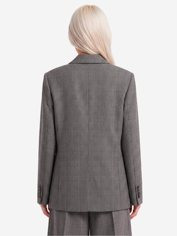 ESSENTIEL ANTWERP Blazer Oversize a quadri con zip sulle maniche Grigio nero