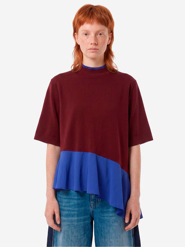 ESSENTIEL ANTWERP Maglia a Strati Color-Block Bordeaux e Blu in misto acetato Bordeau blu