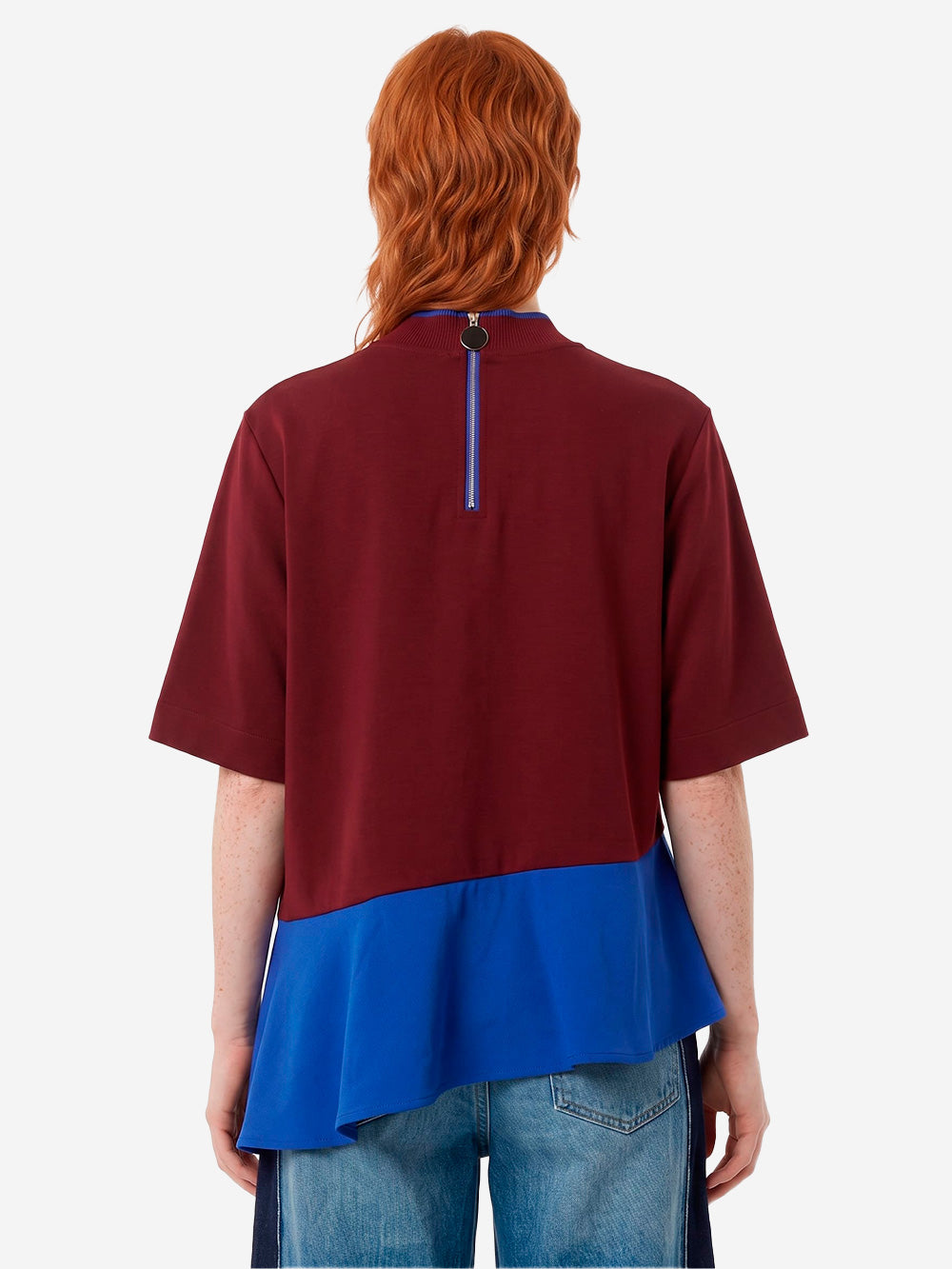 ESSENTIEL ANTWERP Maglia a Strati Color-Block Bordeaux e Blu in misto acetato Bordeau blu Urbanstaroma