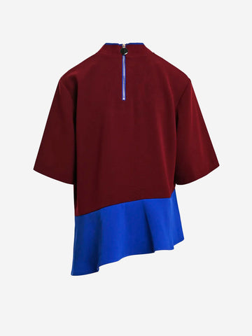 ESSENTIEL ANTWERP Maglia a Strati Color-Block Bordeaux e Blu in misto acetato Bordeau blu