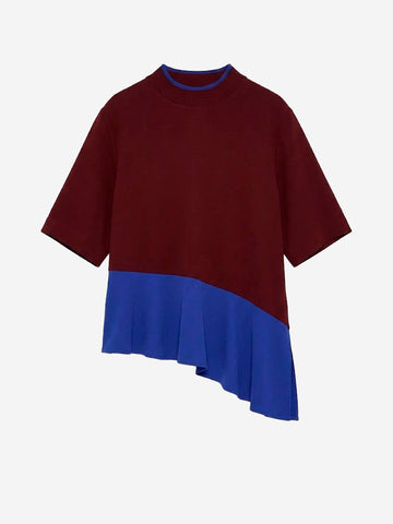 ESSENTIEL ANTWERP Maglia a Strati Color-Block Bordeaux e Blu in misto acetato Bordeau blu