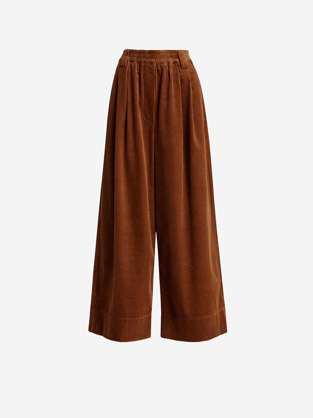 ESSENTIEL ANTWERP Pantaloni marroni a gamba larga in velluto a coste Marrone Urbanstaroma