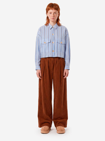 ESSENTIEL ANTWERP Pantaloni marroni a gamba larga in velluto a coste Marrone