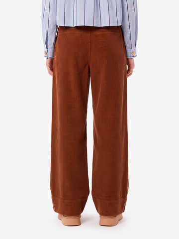 ESSENTIEL ANTWERP Pantaloni marroni a gamba larga in velluto a coste Marrone