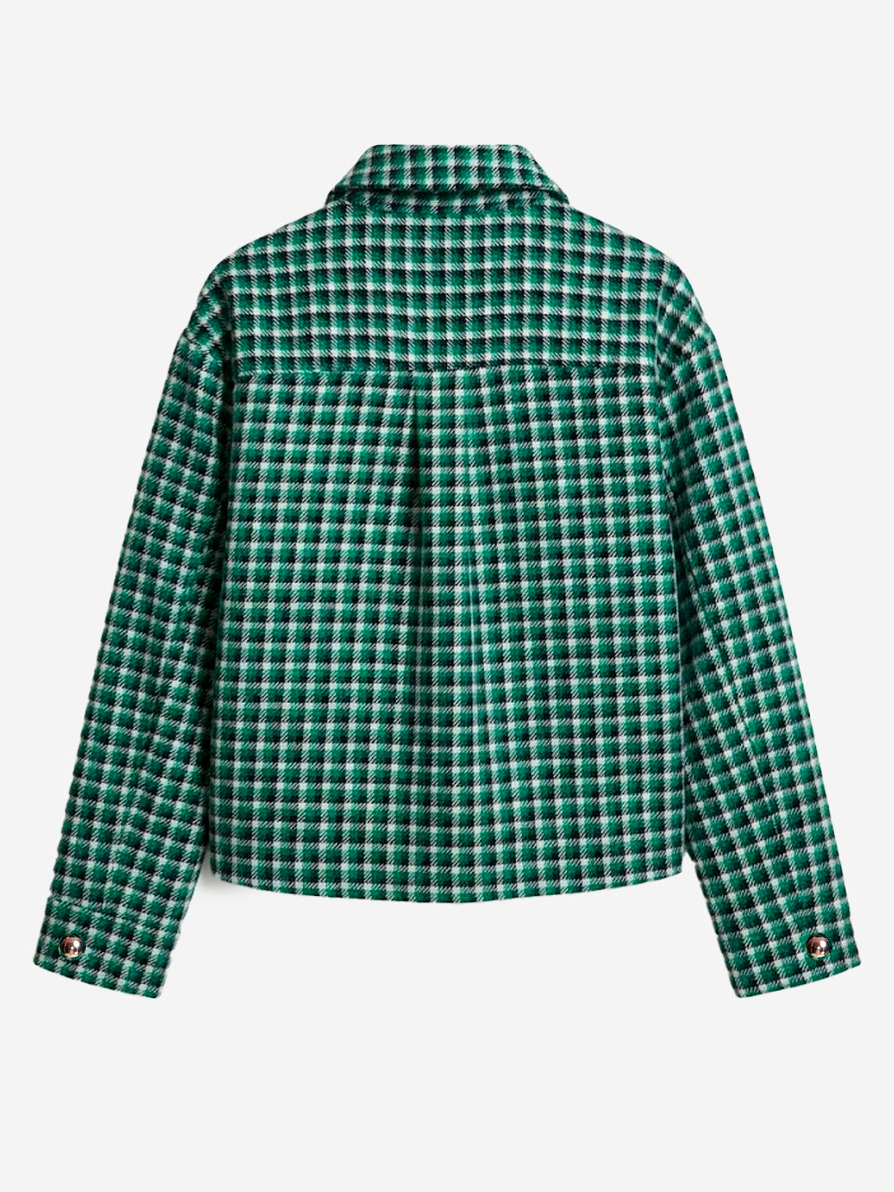 ESSENTIEL ANTWERP Giacca in Misto Lana a Quadri Verde con tasche applicate Verde nera Urbanstaroma