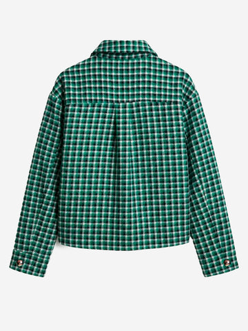 ESSENTIEL ANTWERP Giacca in Misto Lana a Quadri Verde con tasche applicate Verde nera