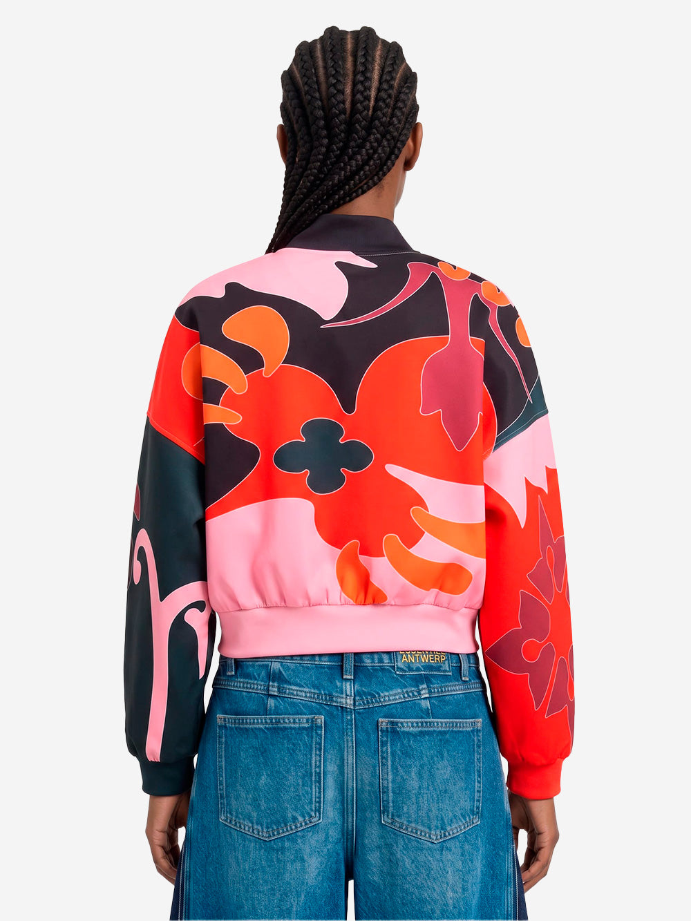 ESSENTIEL ANTWERP Bomber corto oversize con stampa floreale Rossa e Rosa Rosso nero Urbanstaroma