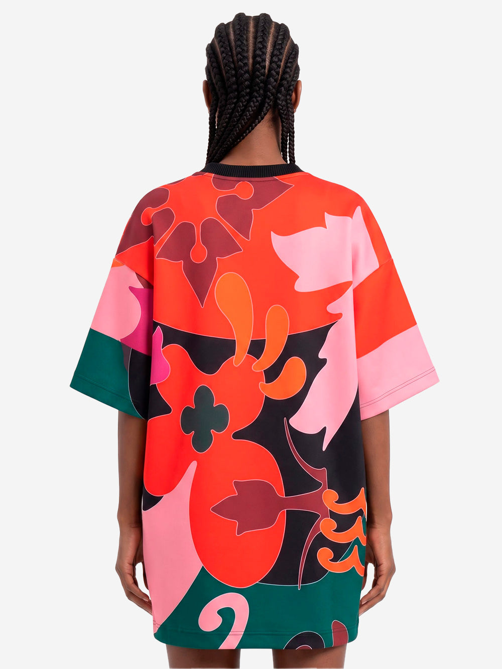 ESSENTIEL ANTWERP Mini Abito T-Shirt Oversize Stampato Rosso e Rosa Rosso nero Urbanstaroma