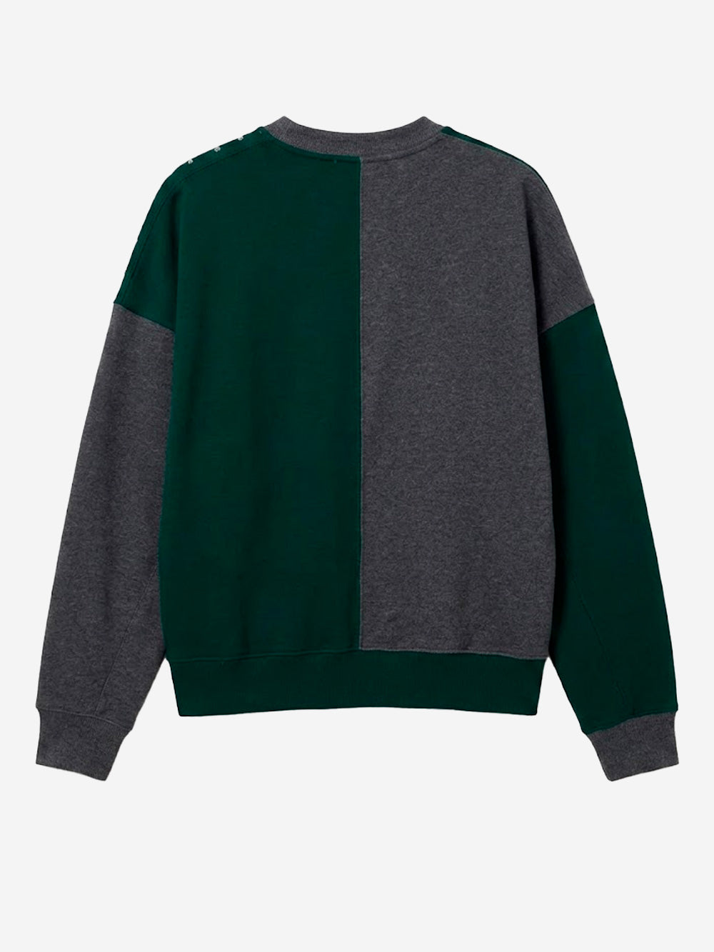 ESSENTIEL ANTWERP Felpa color-block grigia e verde con strass Multicolor Urbanstaroma