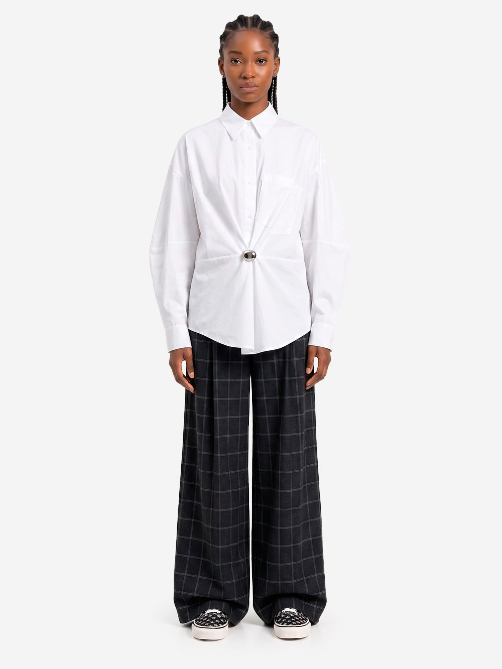 ESSENTIEL ANTWERP Pantaloni a quadri con cucitura ritorta Grigio scuro Urbanstaroma