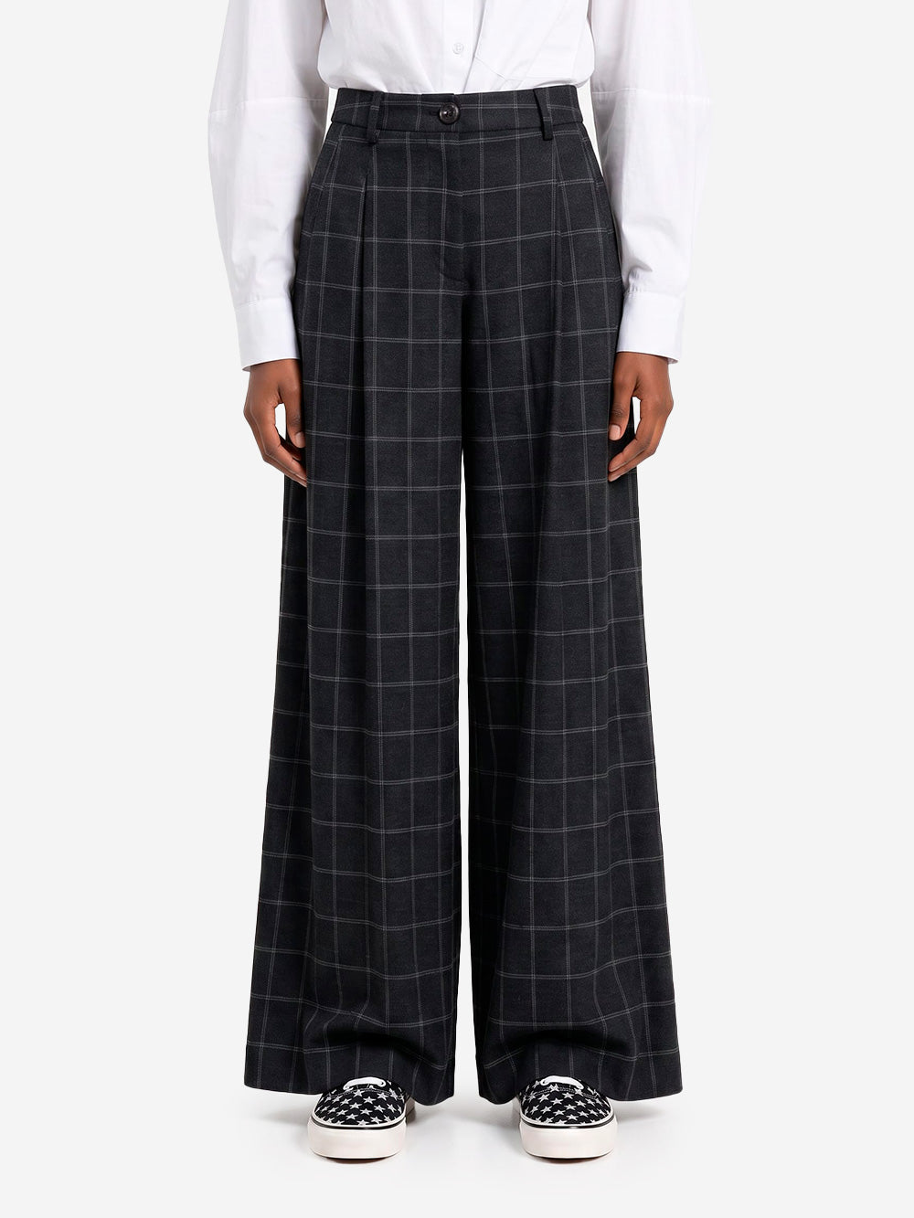 ESSENTIEL ANTWERP Pantaloni a quadri con cucitura ritorta Grigio scuro Urbanstaroma