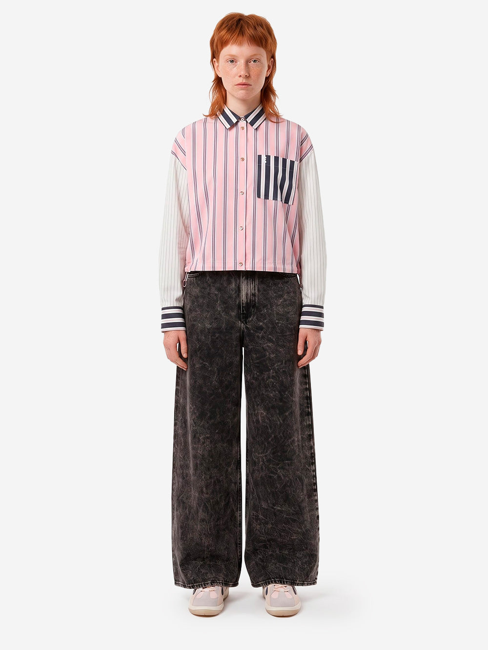 ESSENTIEL ANTWERP Camicia Corta a Righe Patchwork Rosa Urbanstaroma