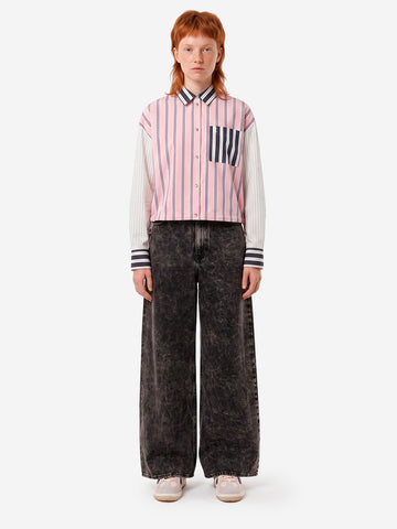 ESSENTIEL ANTWERP Camicia Corta a Righe Patchwork Rosa