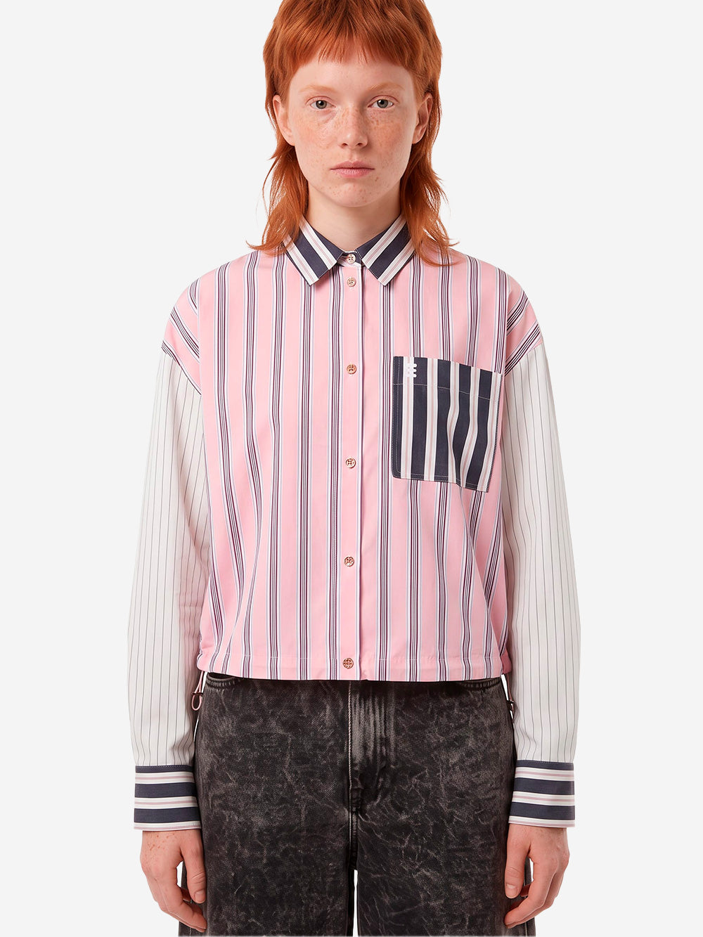 ESSENTIEL ANTWERP Camicia Corta a Righe Patchwork Rosa Urbanstaroma