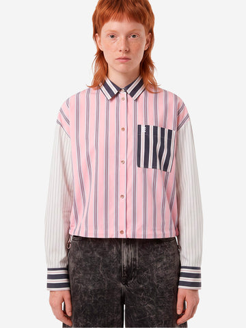 ESSENTIEL ANTWERP Camicia Corta a Righe Patchwork Rosa