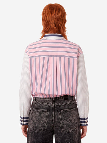 ESSENTIEL ANTWERP Camicia Corta a Righe Patchwork Rosa