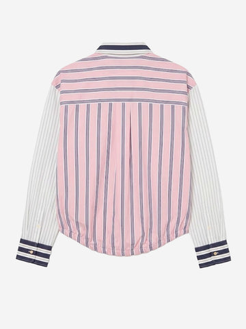 ESSENTIEL ANTWERP Camicia Corta a Righe Patchwork Rosa