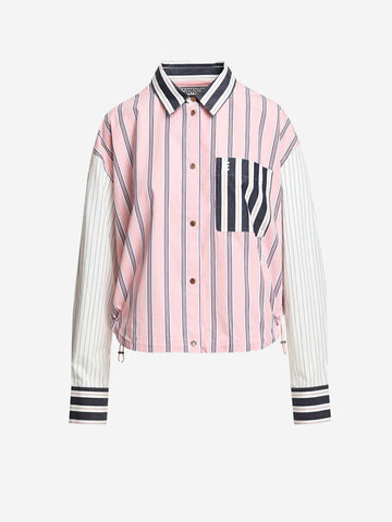 ESSENTIEL ANTWERP Camicia Corta a Righe Patchwork Rosa