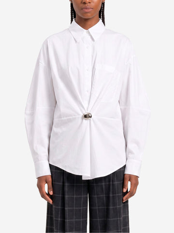 ESSENTIEL ANTWERP Camicia bianca oversize con spilla Bianco
