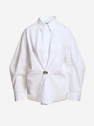 ESSENTIEL ANTWERP Camicia bianca oversize con spilla Bianco