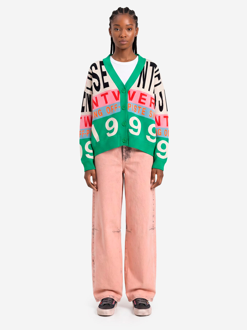 ESSENTIEL ANTWERP Cardigan con Intarsi Grafici Verde e Multi Multicolor Urbanstaroma