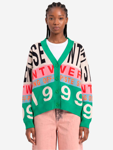 ESSENTIEL ANTWERP Cardigan con Intarsi Grafici Verde e Multi Multicolor