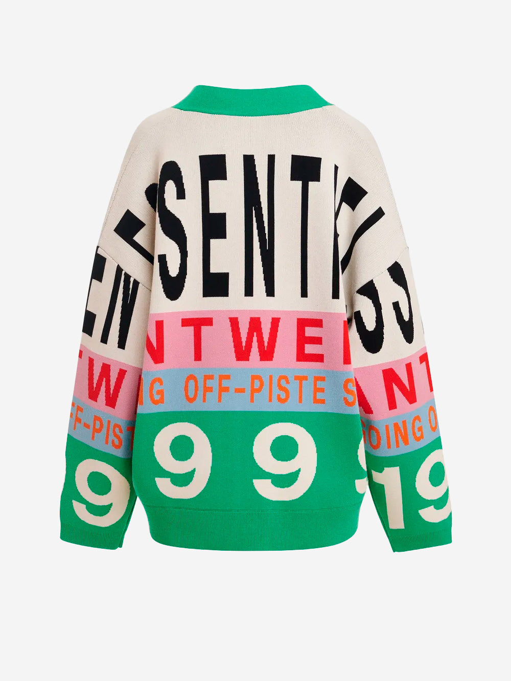 ESSENTIEL ANTWERP Cardigan con Intarsi Grafici Verde e Multi Multicolor Urbanstaroma