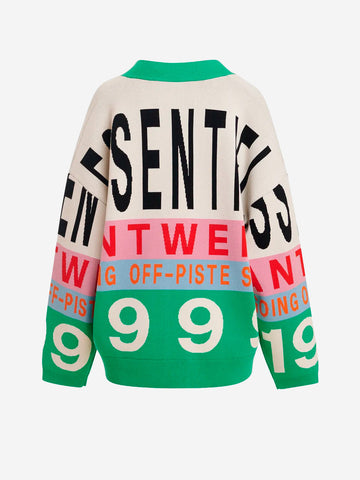 ESSENTIEL ANTWERP Cardigan con Intarsi Grafici Verde e Multi Multicolor