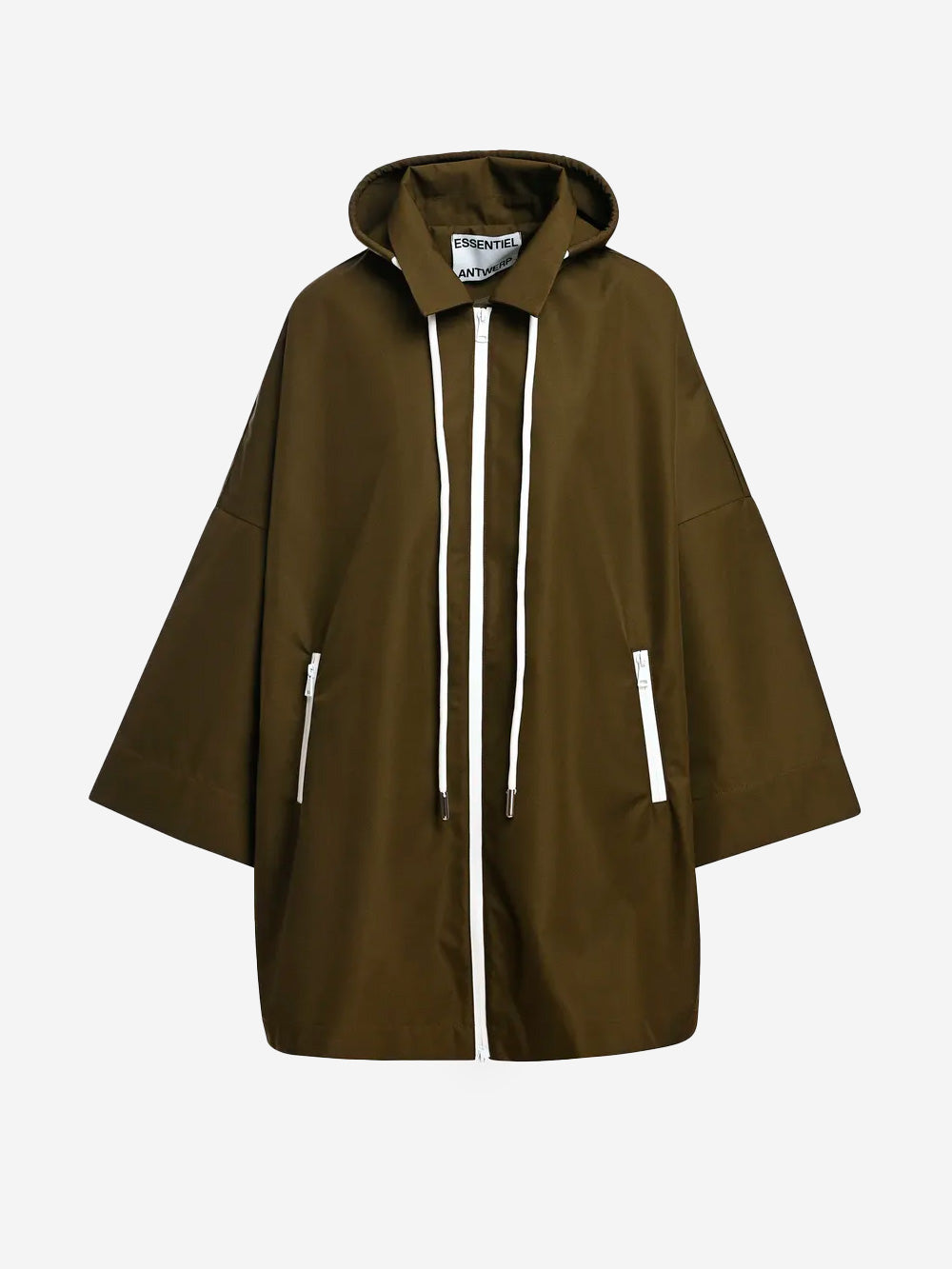 ESSENTIEL ANTWERP Impermeabile oversize verde scuro con cappuccio Verde Urbanstaroma