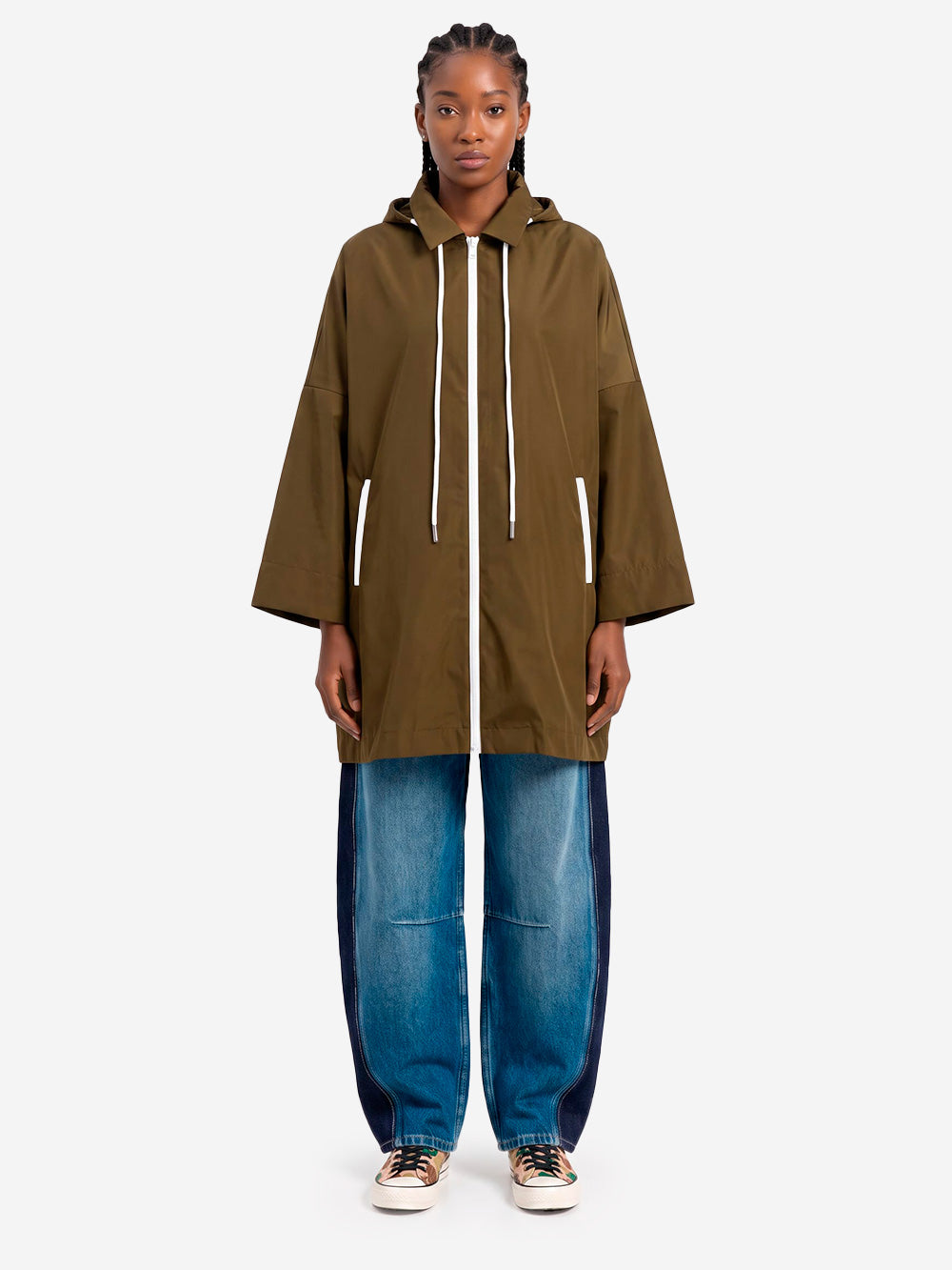 ESSENTIEL ANTWERP Impermeabile oversize verde scuro con cappuccio Verde Urbanstaroma