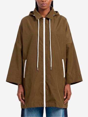 ESSENTIEL ANTWERP Impermeabile oversize verde scuro con cappuccio Verde