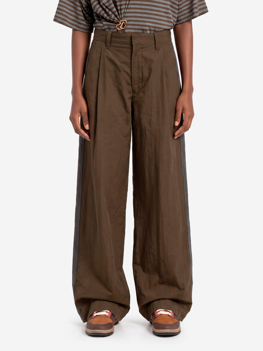 ESSENTIEL ANTWERP Pantaloni Wide-Leg in doppio tessuto kaki e nero Verde Urbanstaroma