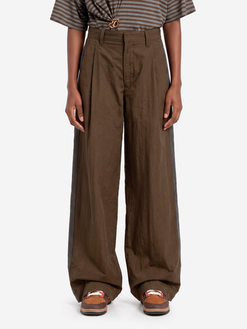 ESSENTIEL ANTWERP Pantaloni Wide-Leg in doppio tessuto kaki e nero Verde