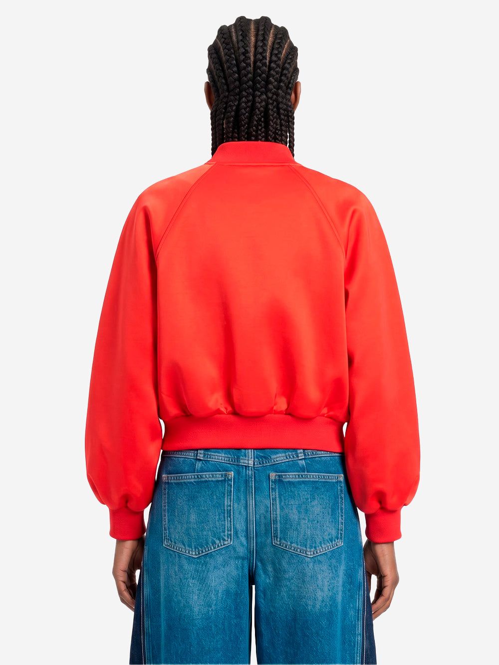ESSENTIEL ANTWERP Giacca bomber rossa in satin con maniche voluminose Rosso Urbanstaroma