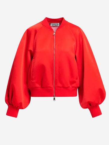 ESSENTIEL ANTWERP Giacca bomber rossa in satin con maniche voluminose Rosso