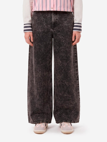 ESSENTIEL ANTWERP Jeans Neri a Gamba Larga Acid Wash Nero
