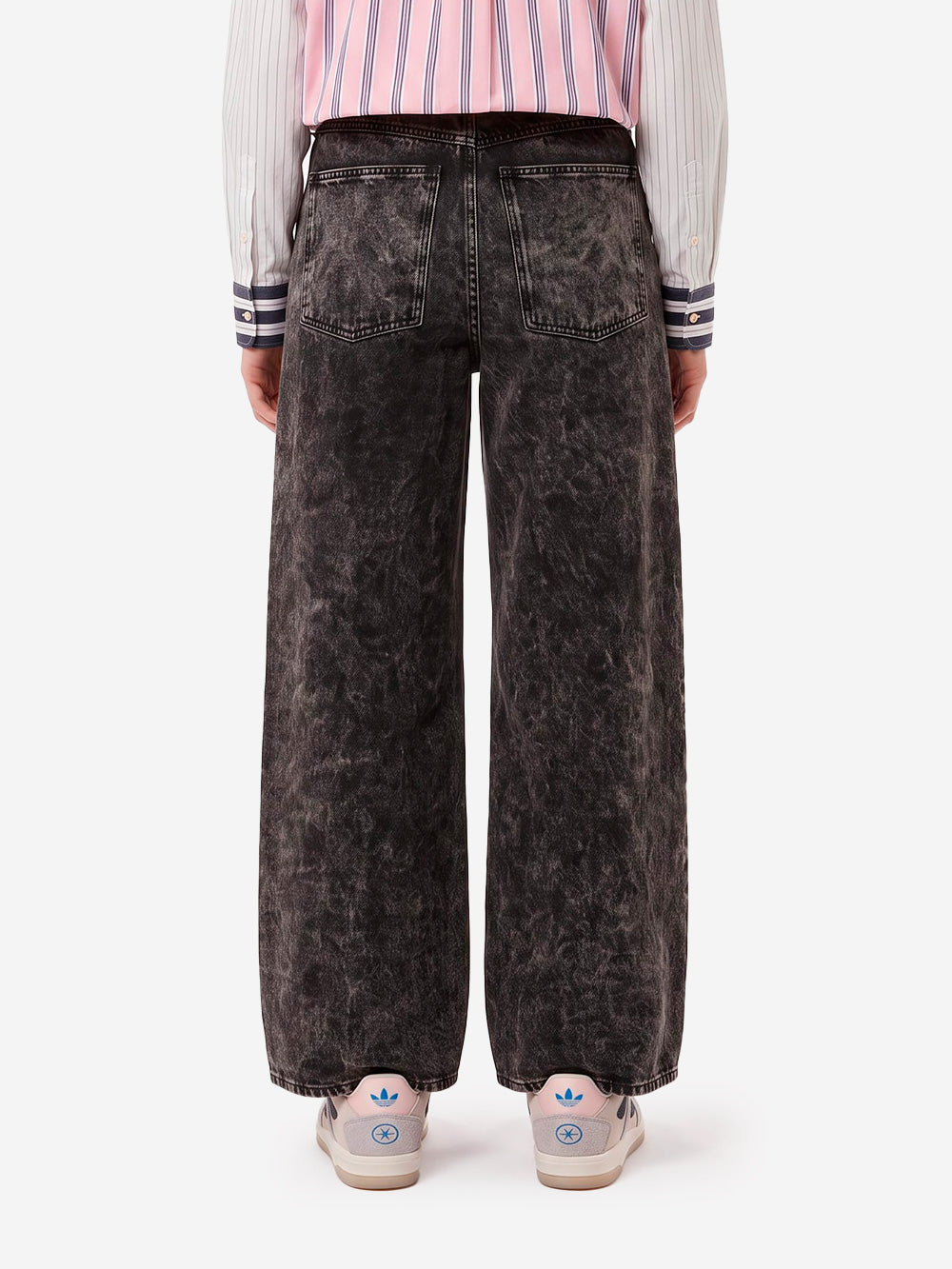ESSENTIEL ANTWERP Jeans Neri a Gamba Larga Acid Wash Nero Urbanstaroma