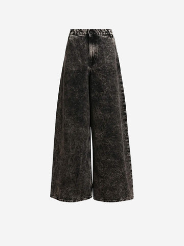 ESSENTIEL ANTWERP Jeans Neri a Gamba Larga Acid Wash Nero