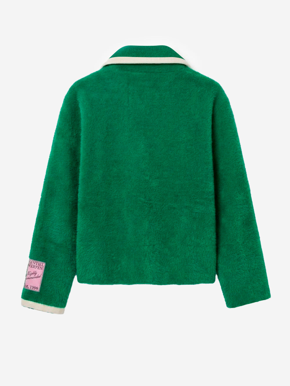 ESSENTIEL ANTWERP Cardigan in Maglia verde con Profili Bianchi Verde Urbanstaroma