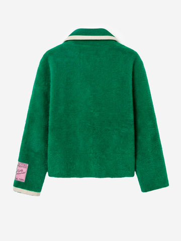 ESSENTIEL ANTWERP Cardigan in Maglia verde con Profili Bianchi Verde