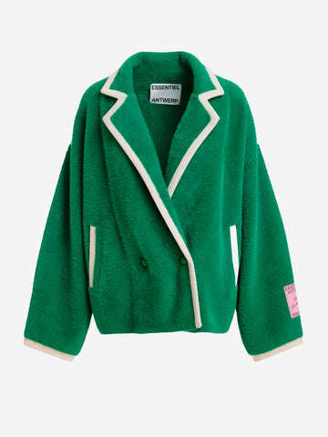 ESSENTIEL ANTWERP Cardigan in Maglia verde con Profili Bianchi Verde