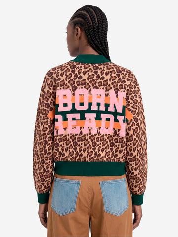 ESSENTIEL ANTWERP Cardigan con zip in maglia leopardata con blocchi multicolor Leopardata