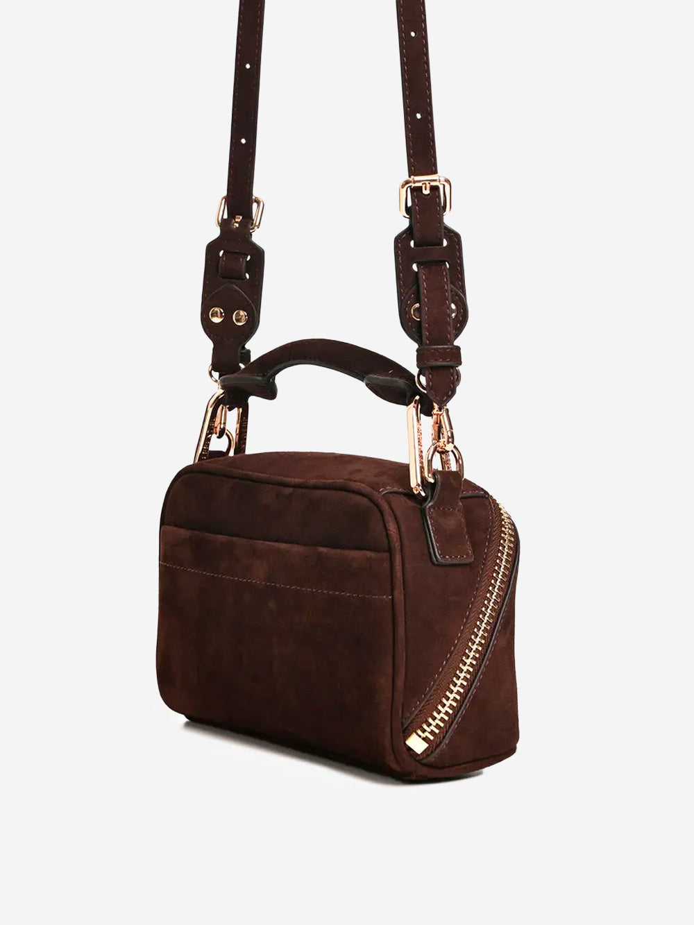 ESSENTIEL ANTWERP Mini borsa 'Bobbi' in suede marrone con zip obliqua Marrone Urbanstaroma