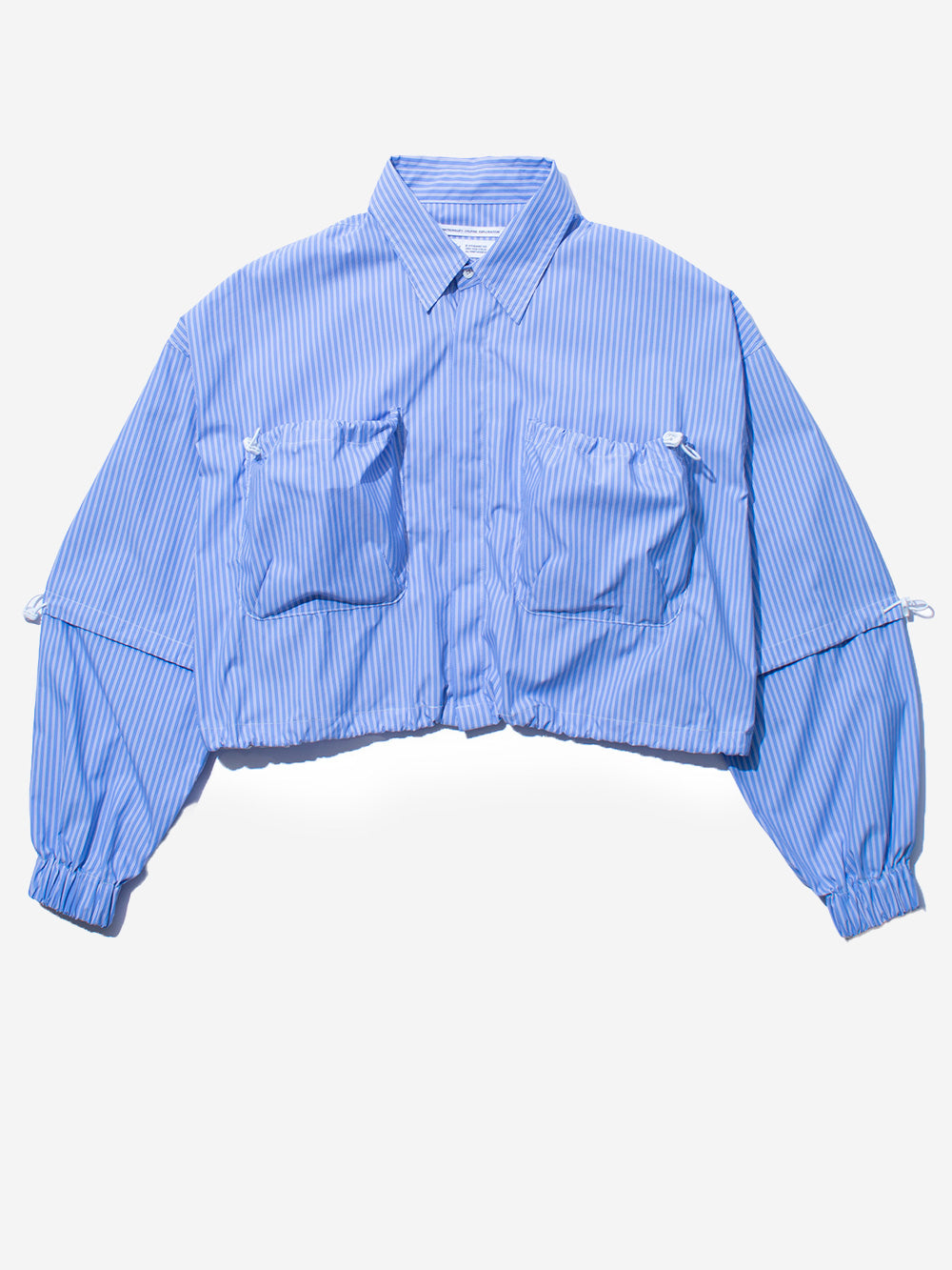 F/CE Camicia cropped 'Transform' a righe navy in misto lana Blu bianco Urbanstaroma