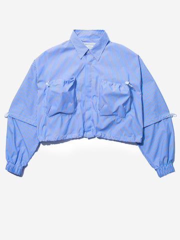 F/CE Camicia cropped 'Transform' a righe navy in misto lana Blu bianco