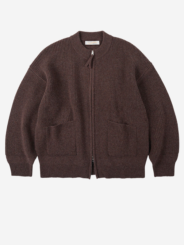 FRIZMWORKS Brown wool-blend deck zip-up cardigan FZW2025FWKN017