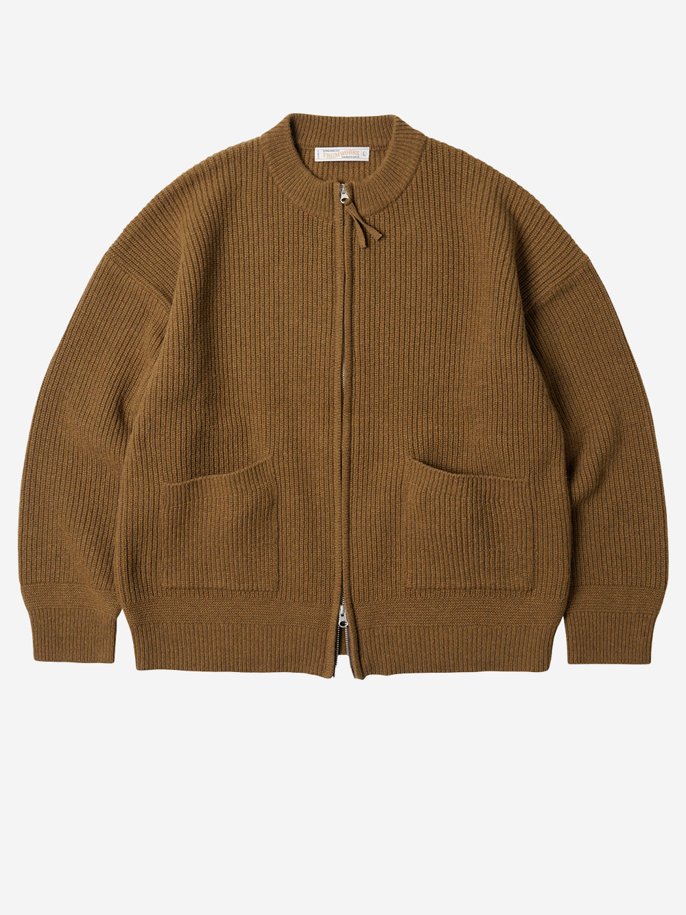 FRIZMWORKS Cardigan deck zip-up in misto lana marrone cinnamon Marrone chiaro Urbanstaroma