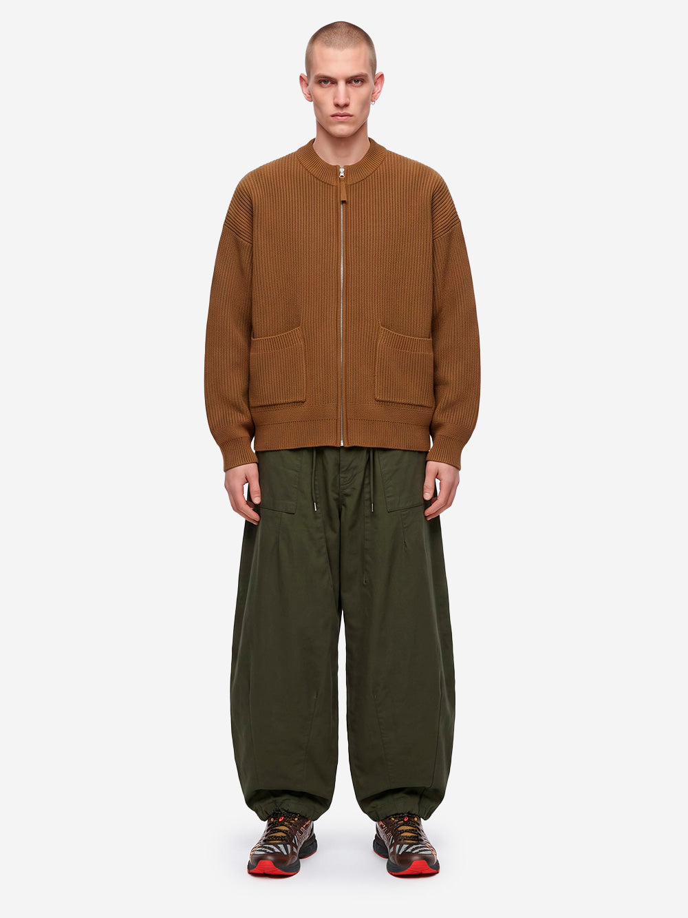 FRIZMWORKS Cardigan deck zip-up in misto lana marrone cinnamon Marrone chiaro Urbanstaroma