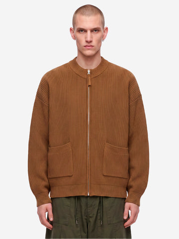 FRIZMWORKS Cardigan deck zip-up in misto lana marrone cinnamon Marrone chiaro