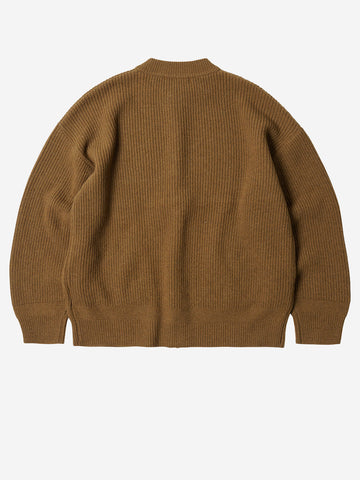 FRIZMWORKS Cardigan deck zip-up in misto lana marrone cinnamon Marrone chiaro